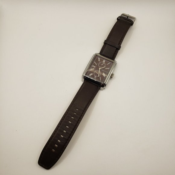 Liz Claiborne Watch Large Dark Brown Wristwatch CLM1102 Rectangular Face Analog - Picture 2 of 7